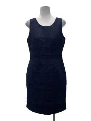 Navy Textured Round Neck Dress