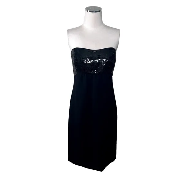 NEW Ann Taylor Strapless Black Sequin Bust-line Mini Cocktail Dress SZ 8