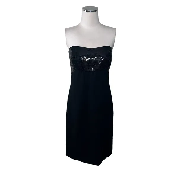 NEW Ann Taylor Strapless Black Sequin Bust-line Mini Cocktail Dress SZ 8
