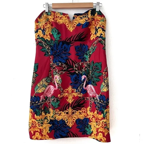 NEW Pomme Chan x Urban Outfitters Printed Donnie Tropical Strapless Mini Dress
