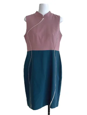 Nude Pink And Teal Plain Dress