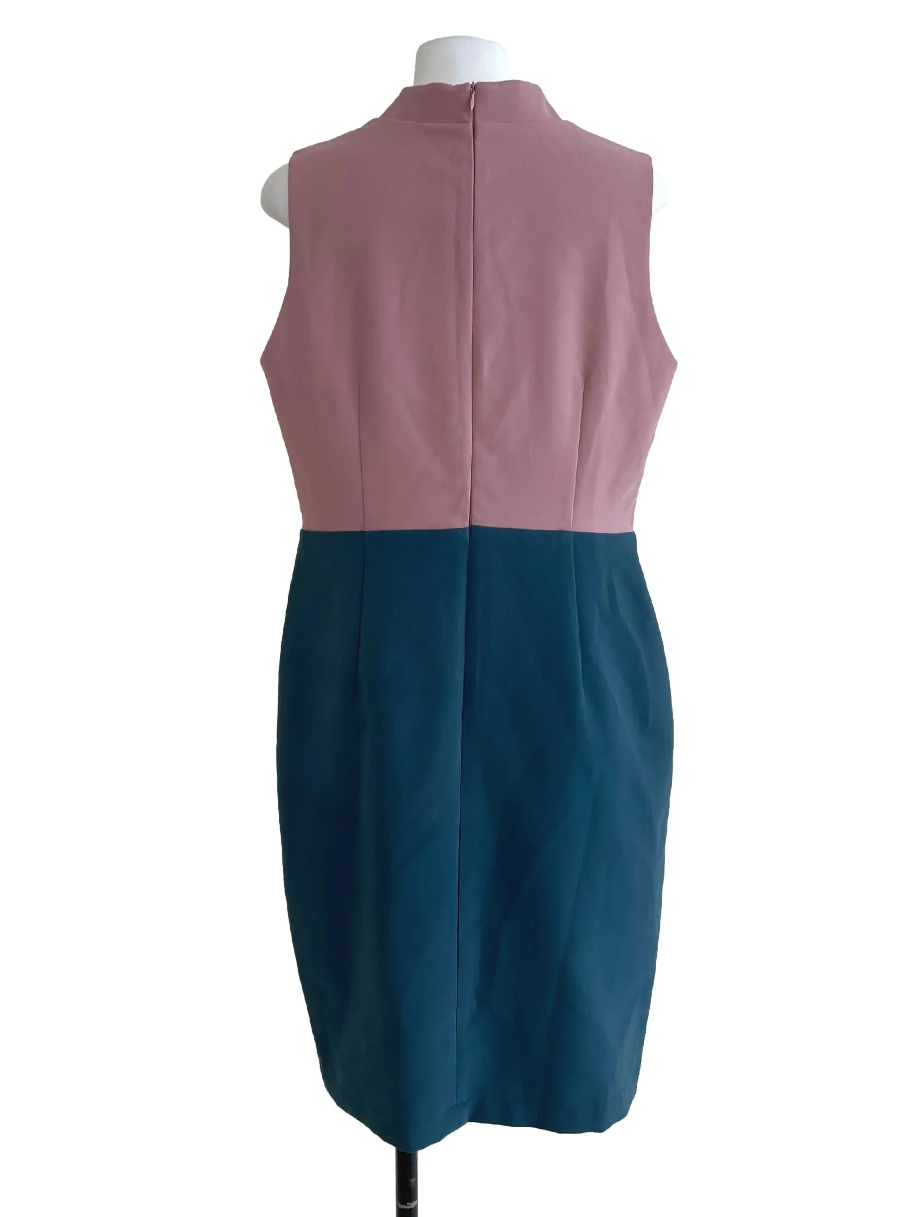 Nude Pink And Teal Plain Dress