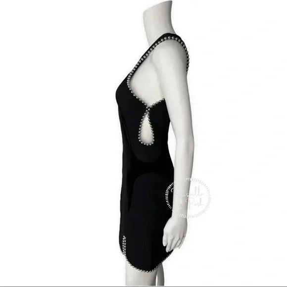 NWT ALEXANDER WANG Ball-chain Accent Paneled Dress In Black $1495 Runway Dress