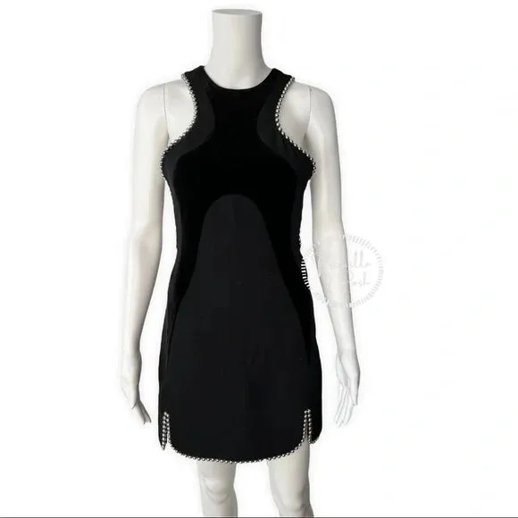 NWT ALEXANDER WANG Ball-chain Accent Paneled Dress In Black $1495 Runway Dress