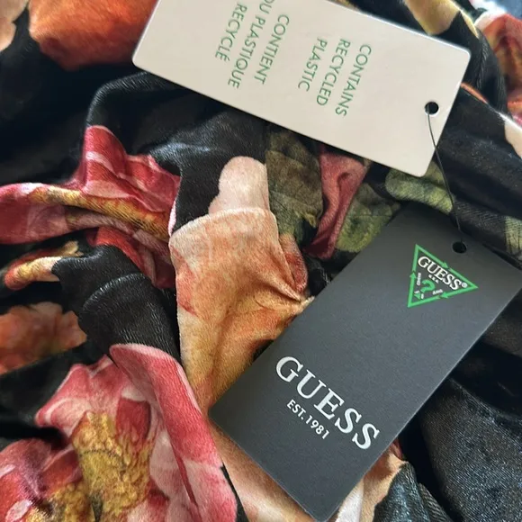 NWT GUESS Women's Long Sleeve Tess Velvet Dress Y2K Ruched