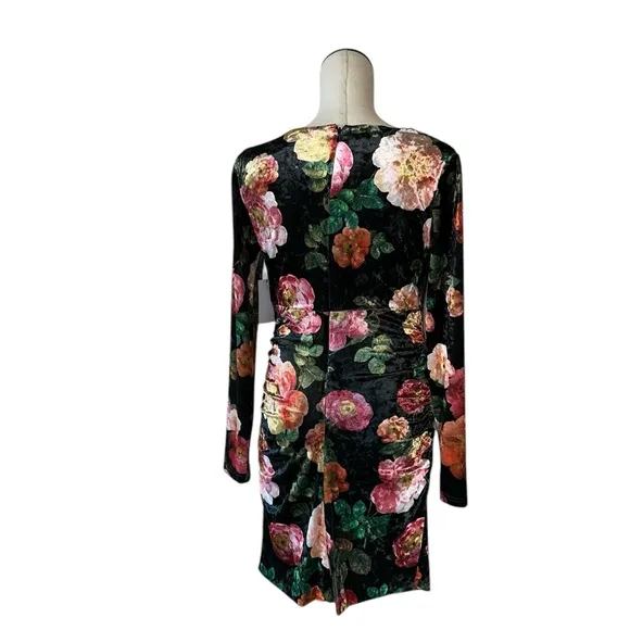 NWT GUESS Women's Long Sleeve Tess Velvet Dress Y2K Ruched