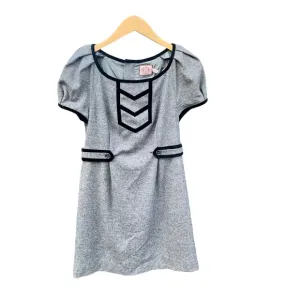NWT Juicy Couture Gray Wool Dress Velvet Accents Lined Sz 2 Puff Sleeve Y2K