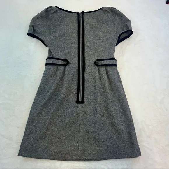 NWT Juicy Couture Gray Wool Dress Velvet Accents Lined Sz 2 Puff Sleeve Y2K