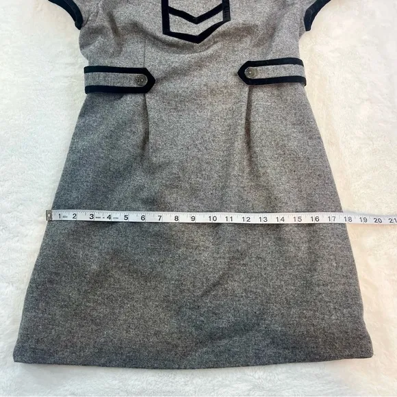 NWT Juicy Couture Gray Wool Dress Velvet Accents Lined Sz 2 Puff Sleeve Y2K