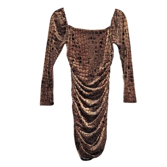 NWT Leith Textured Burnout Velvet Long Sleeve Bodycon Dress 90s Y2K