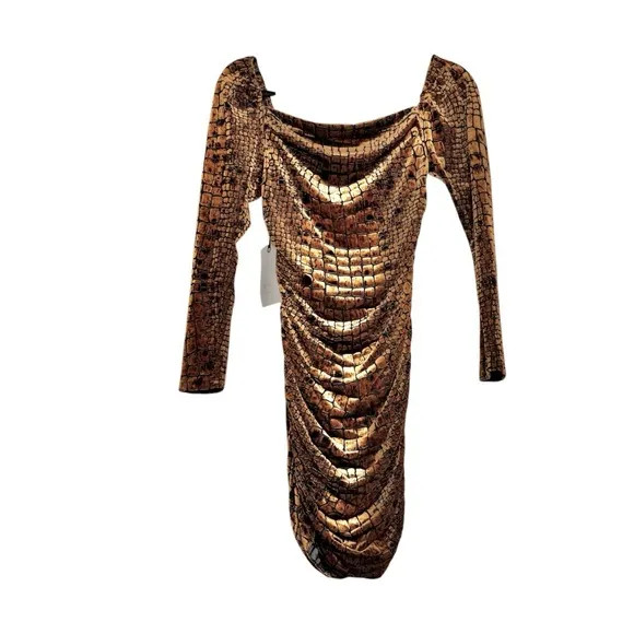 NWT Leith Textured Burnout Velvet Long Sleeve Bodycon Dress 90s Y2K