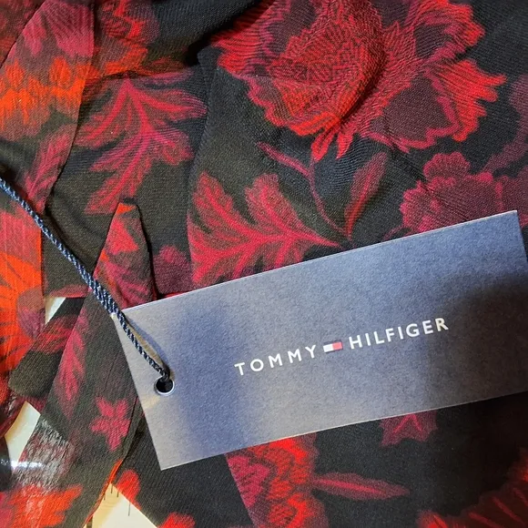 NWT TOMMY HILFIGER CHIFFON-SLEEVE A-LINE DRESS