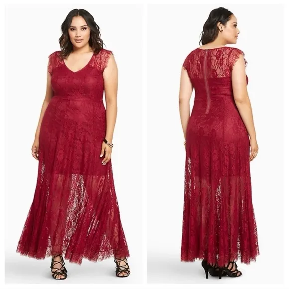 NWT Torrid Scalloped red Lace Maxi Dress size 14