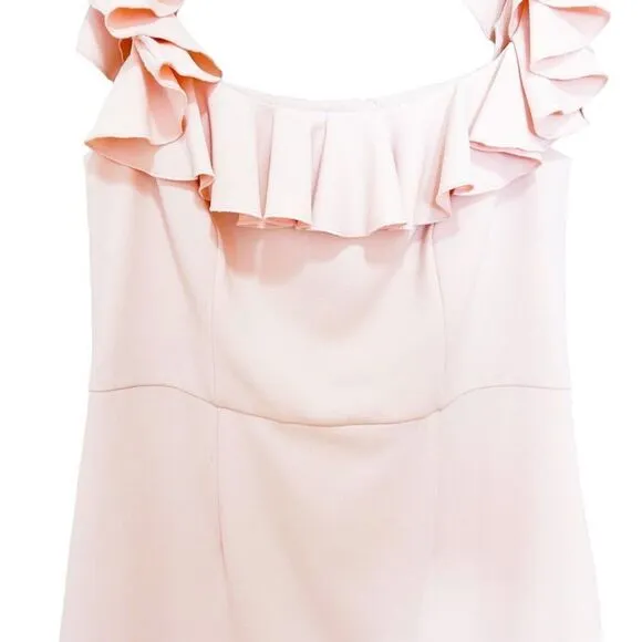 NWT French Connection Whisper Light Off the Shoulder Ruffle Pink Mini Dress