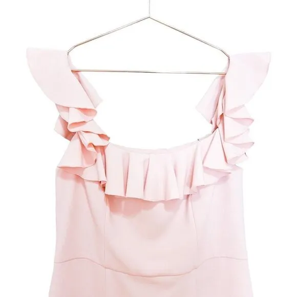 NWT French Connection Whisper Light Off the Shoulder Ruffle Pink Mini Dress