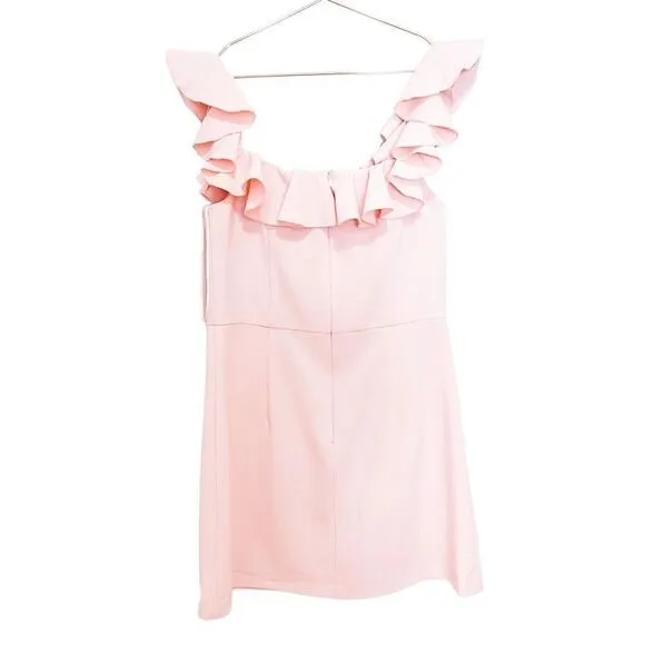 NWT French Connection Whisper Light Off the Shoulder Ruffle Pink Mini Dress
