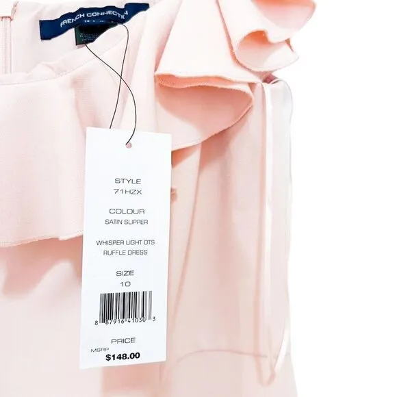 NWT French Connection Whisper Light Off the Shoulder Ruffle Pink Mini Dress