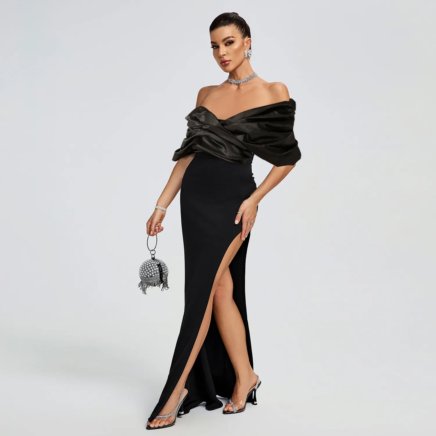 Off Shoulder Demure Maxi Dress KLYW001