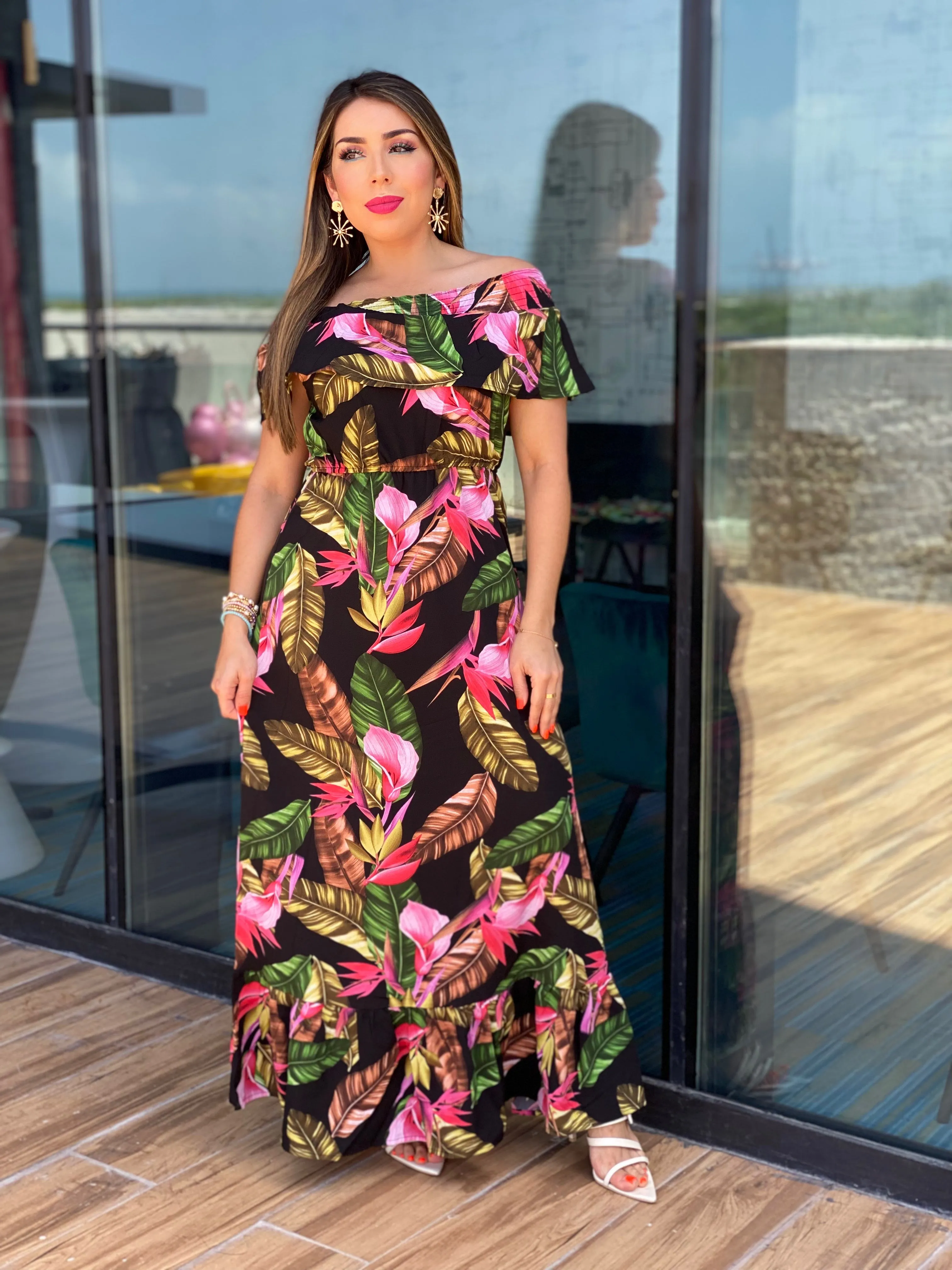 Off Shoulder Floral Dress
