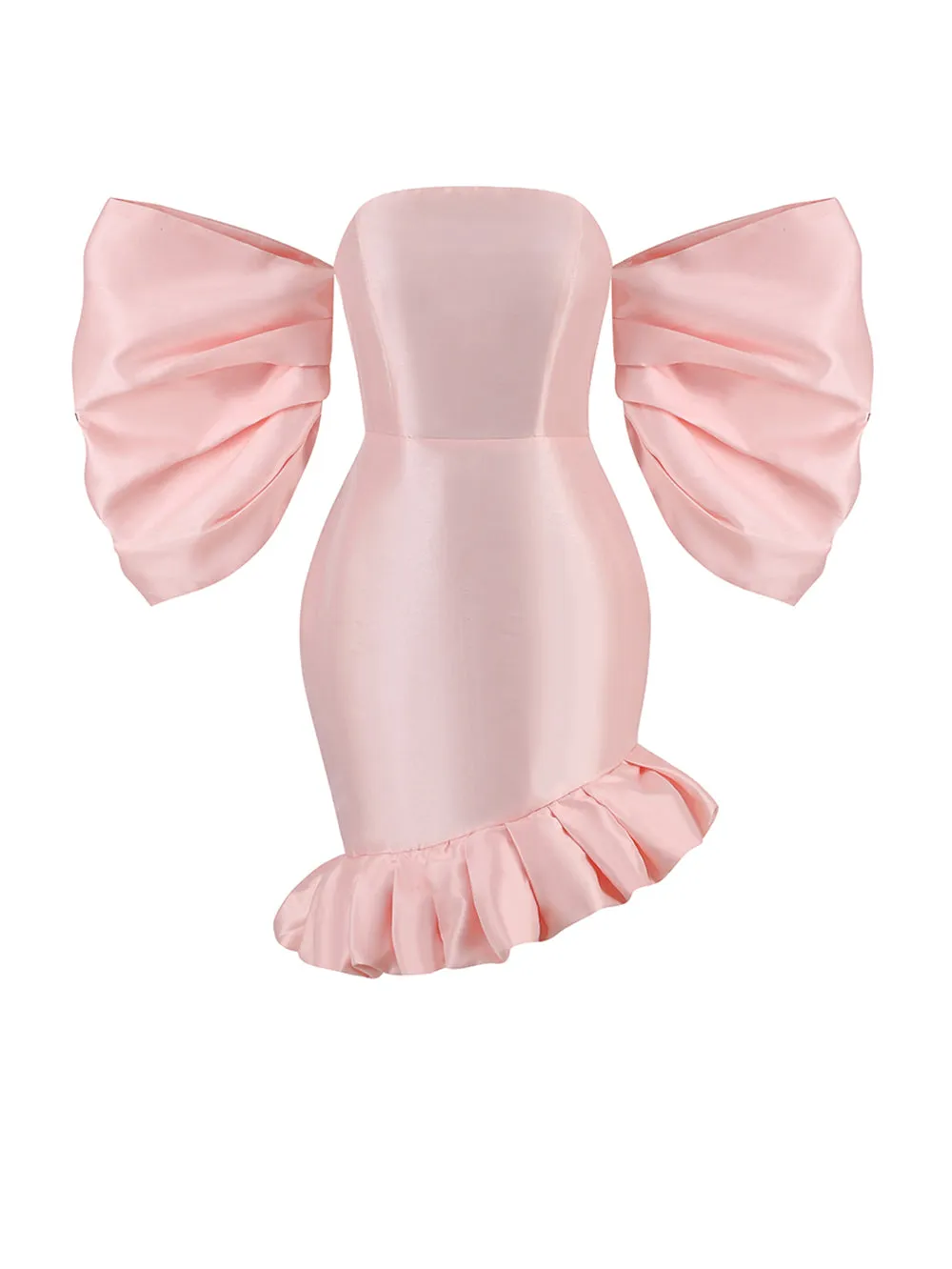 Off Shoulder Long Sleeve Frill Mini Dress KLYF866