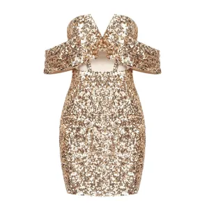 Off Shoulder Sequins Mini Dress