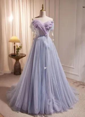 Off Shoulder Sweetheart Long Formal Dress, Tulle Prom Dress      fg5025