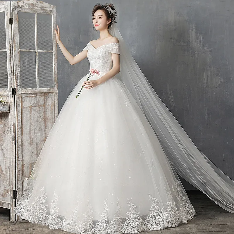Off The Shoulder Wedding Dress Light And Simple Wedding Dress Plus Size Bridal Gown