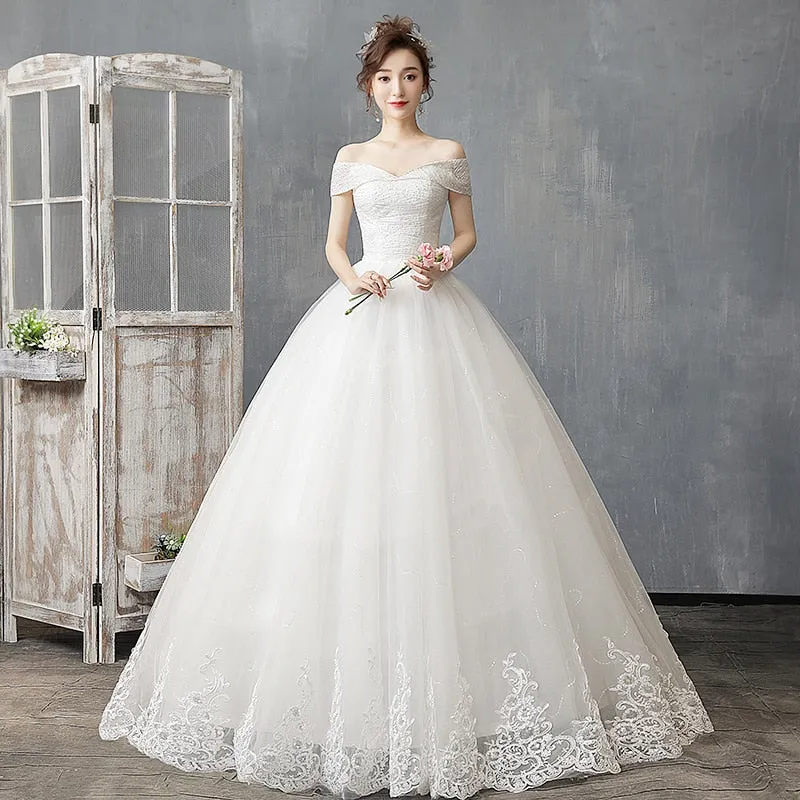 Off The Shoulder Wedding Dress Light And Simple Wedding Dress Plus Size Bridal Gown