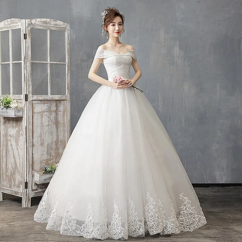 Off The Shoulder Wedding Dress Light And Simple Wedding Dress Plus Size Bridal Gown