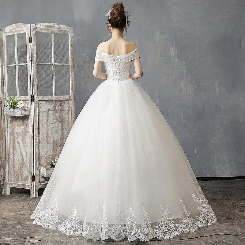 Off The Shoulder Wedding Dress Light And Simple Wedding Dress Plus Size Bridal Gown