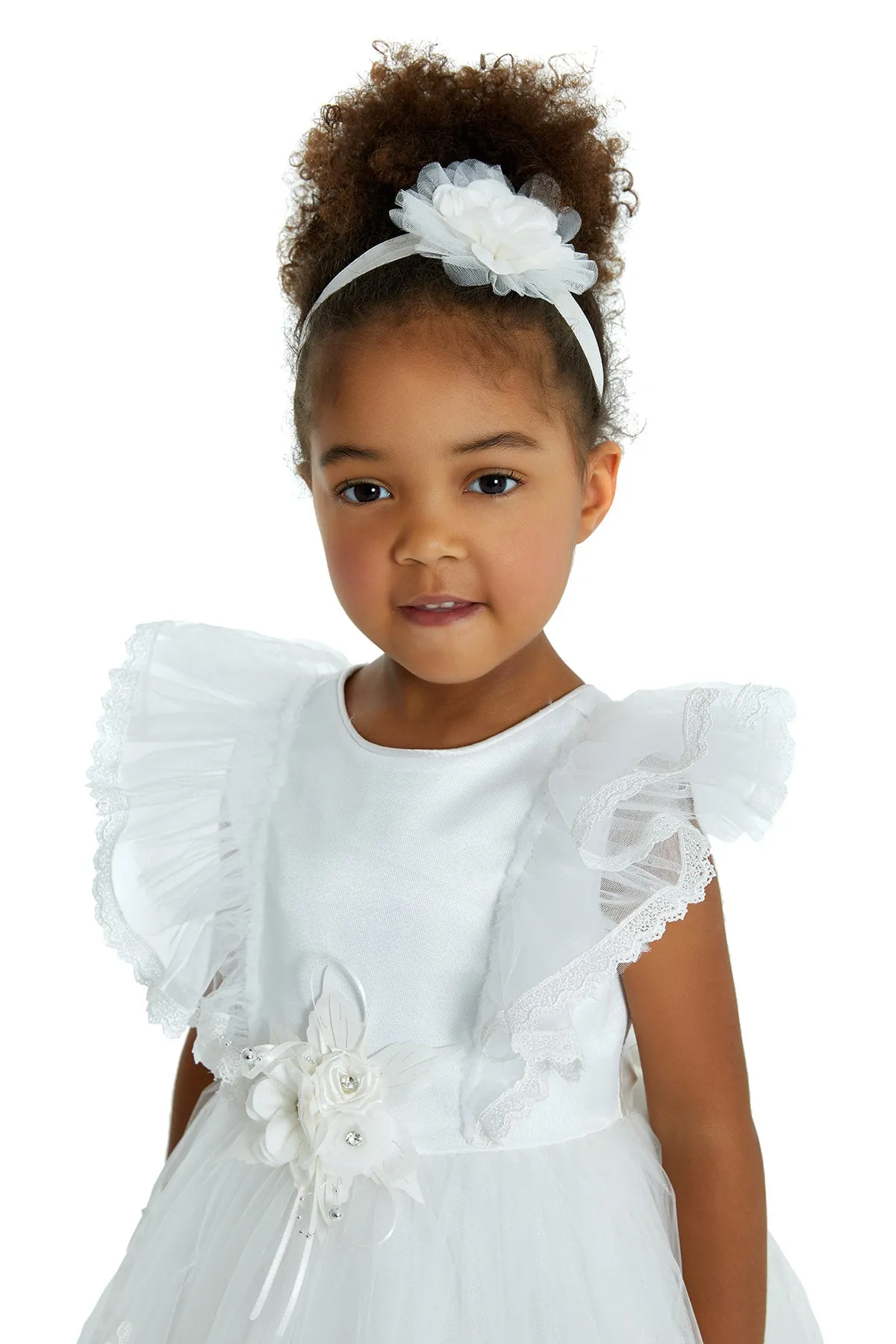 Olivia Toddler Lace Dress with Ruffle Sleeves