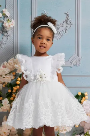 Olivia Toddler Lace Dress with Ruffle Sleeves