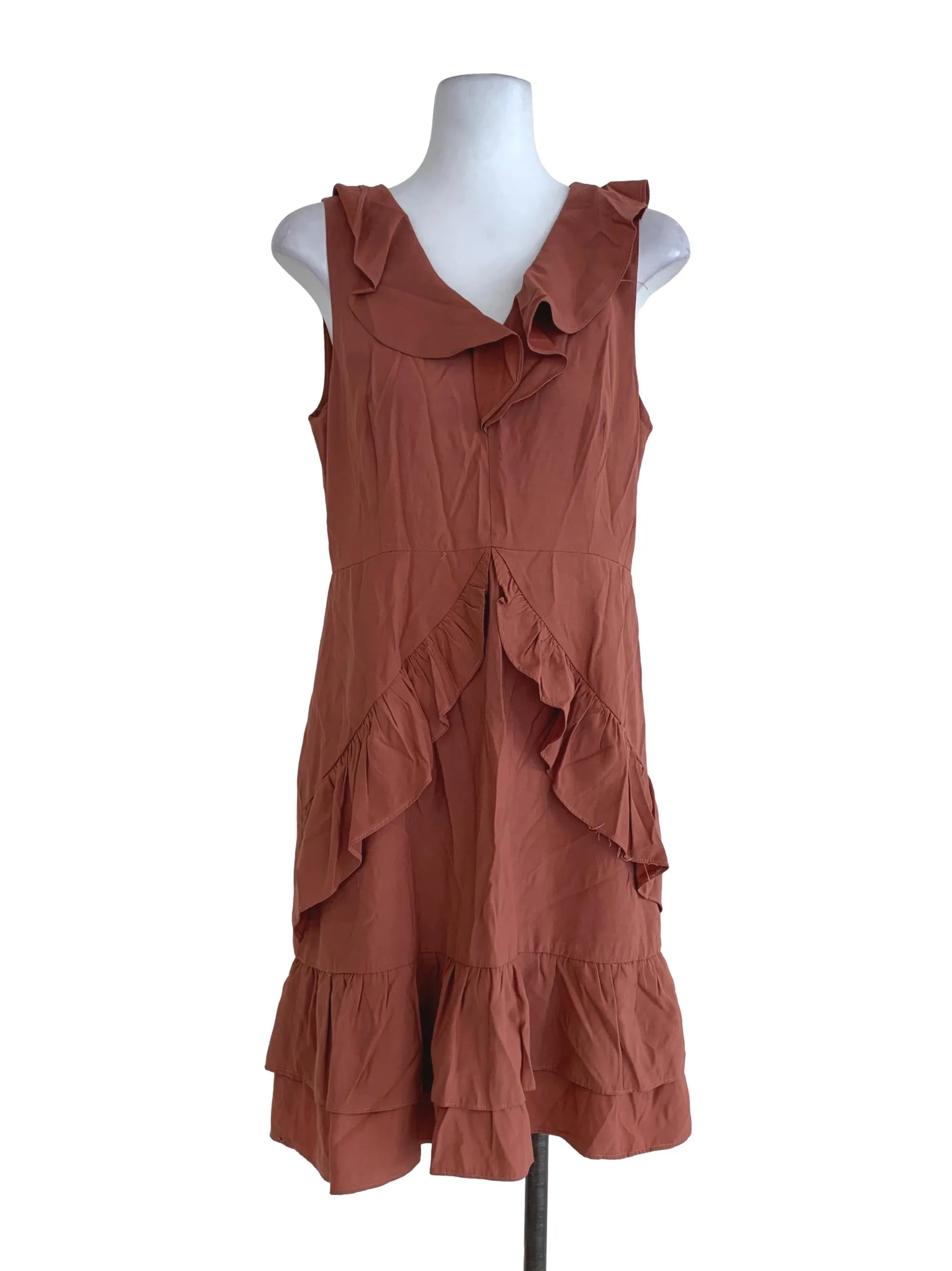 Orange Plain A-Line Dress