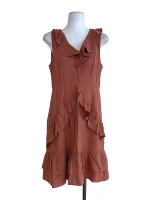 Orange Plain A-Line Dress