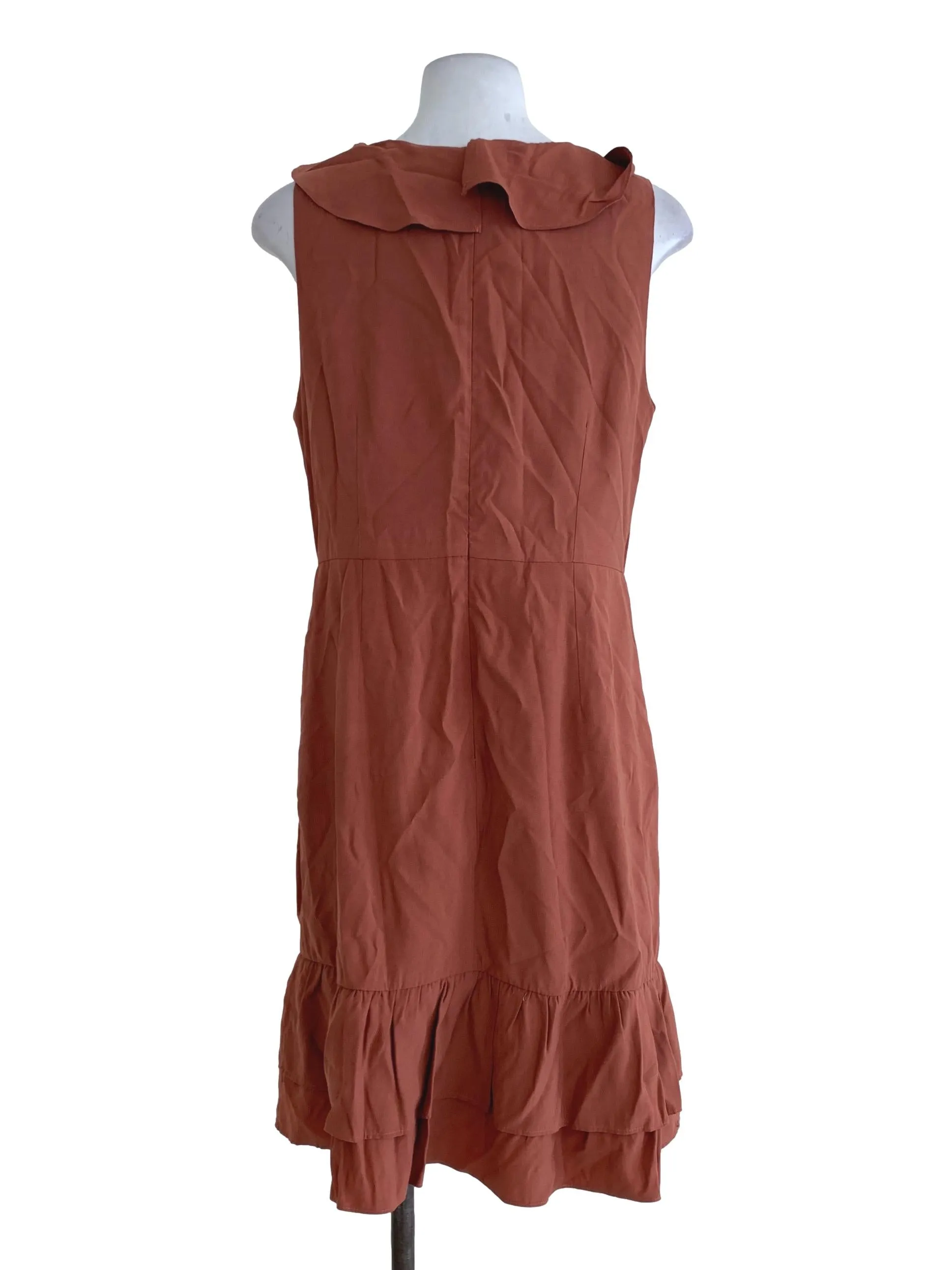 Orange Plain A-Line Dress