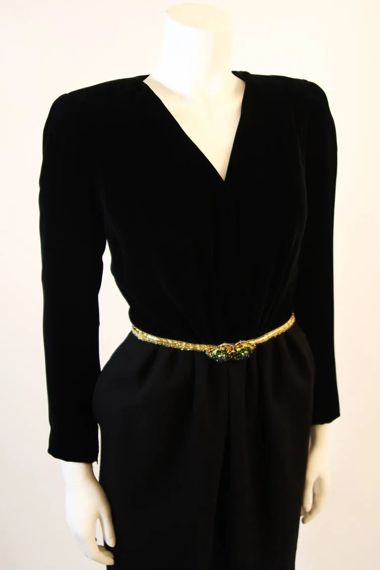 OSCAR DE LA RENTA Black & Gold Velvet Bodice Cocktail Dress