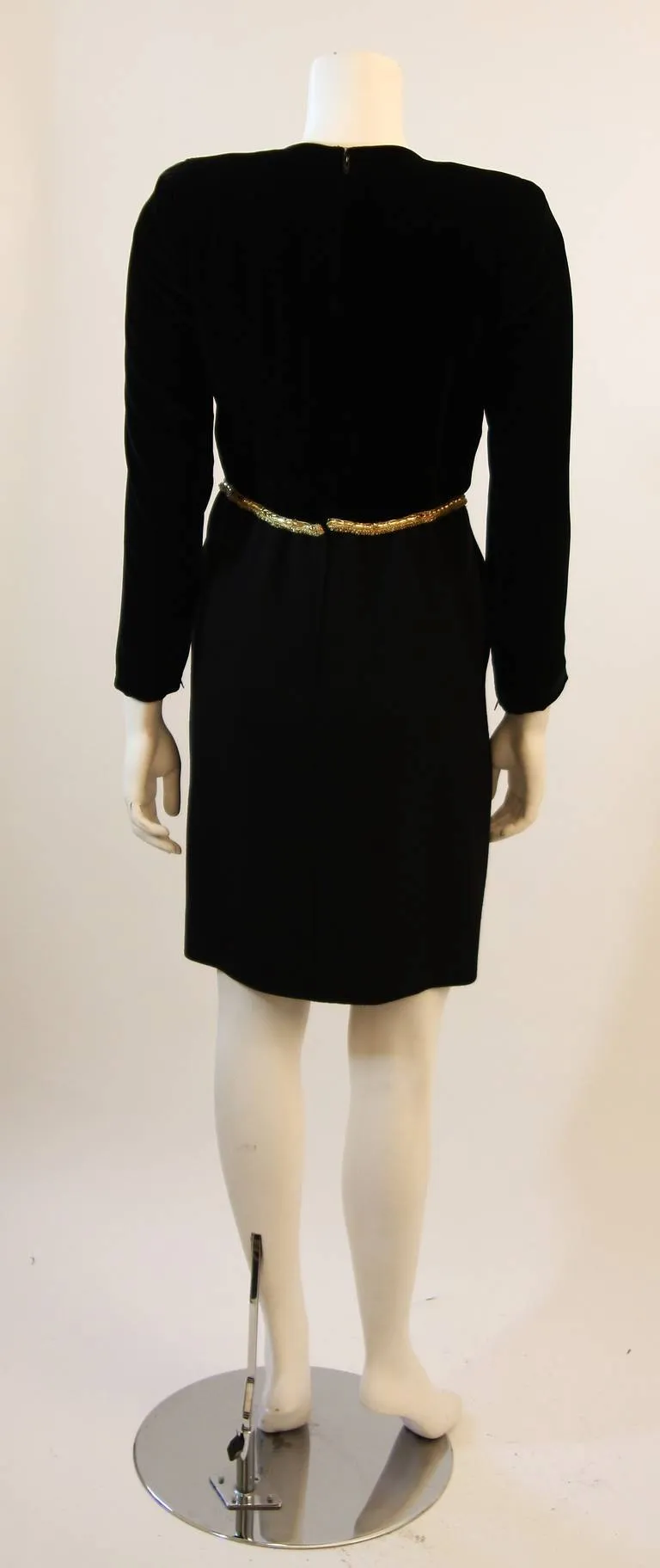 OSCAR DE LA RENTA Black & Gold Velvet Bodice Cocktail Dress