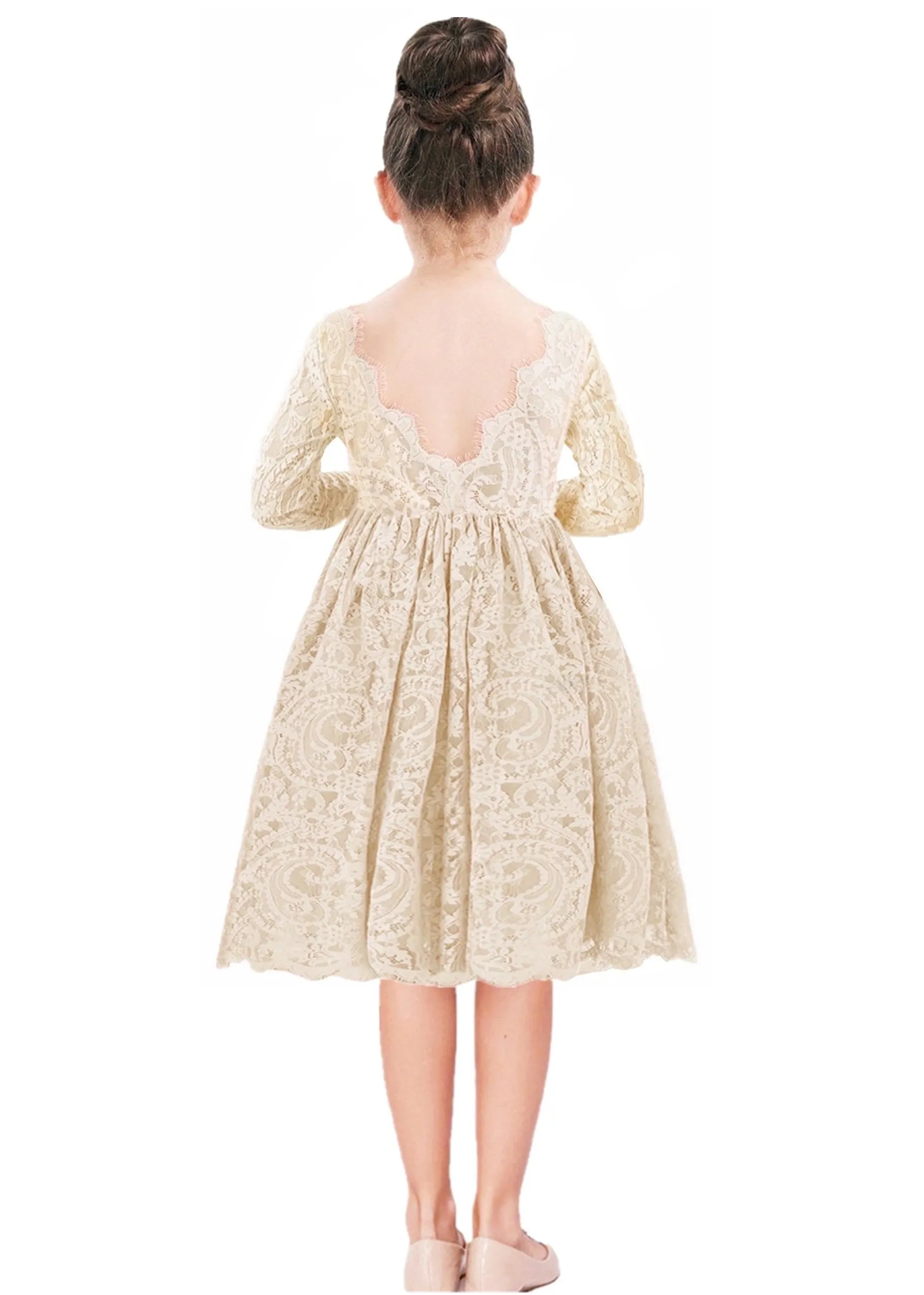 Paisley All Lace Flower Girl Dress in Antique Ivory
