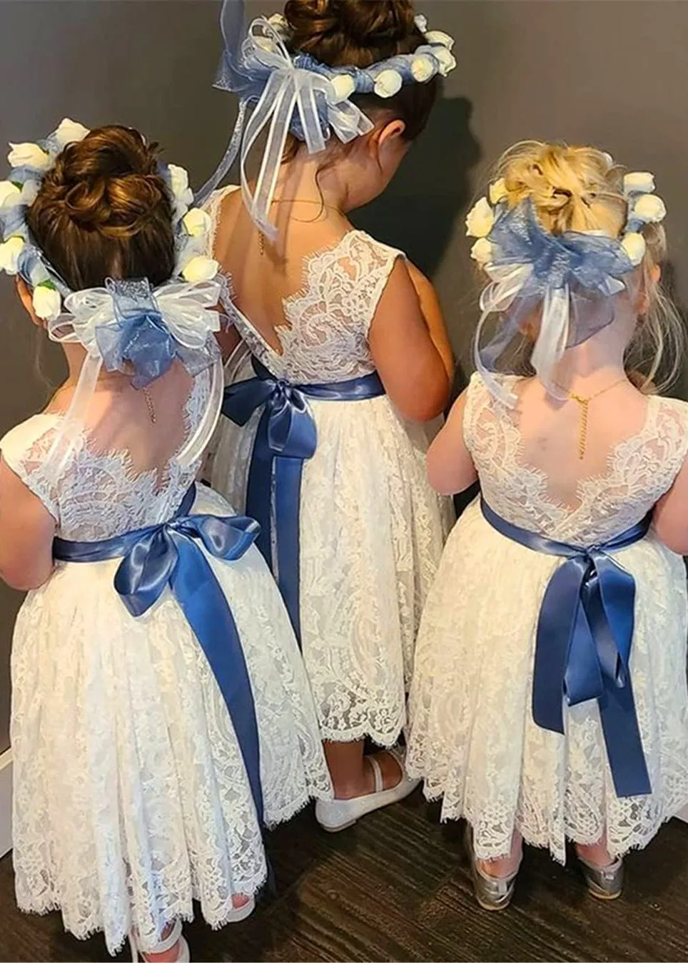 Paisley All Lace Flower Girl Dress in Antique Ivory