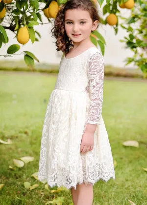 Paisley All Lace Flower Girl Dress in Antique Ivory