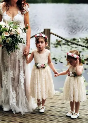 Paisley All Lace Flower Girl Dress in Antique Ivory