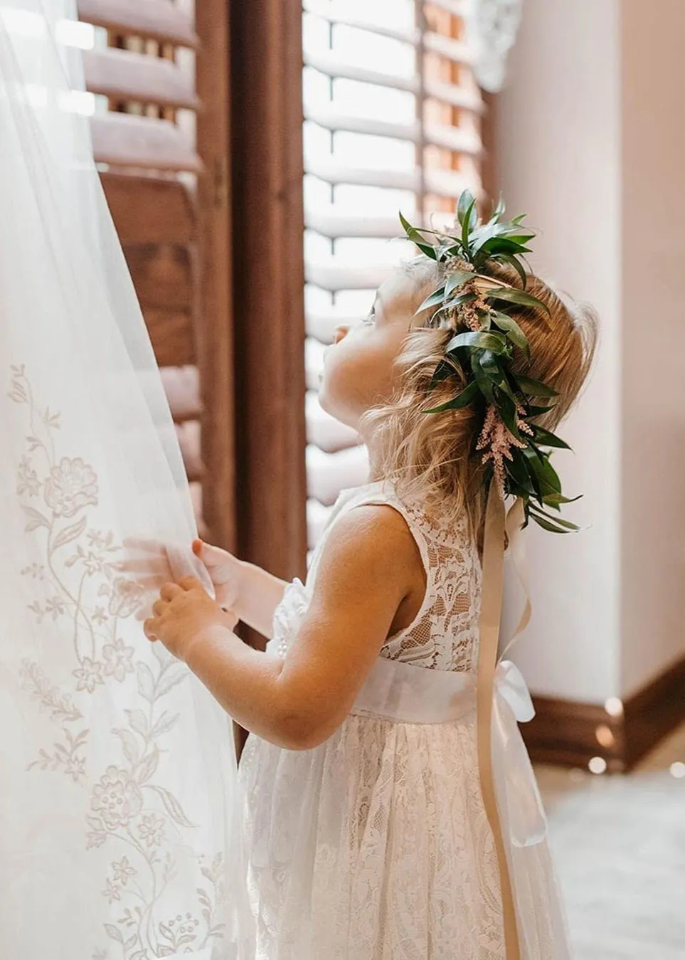 Paisley All Lace Flower Girl Dress in Antique Ivory