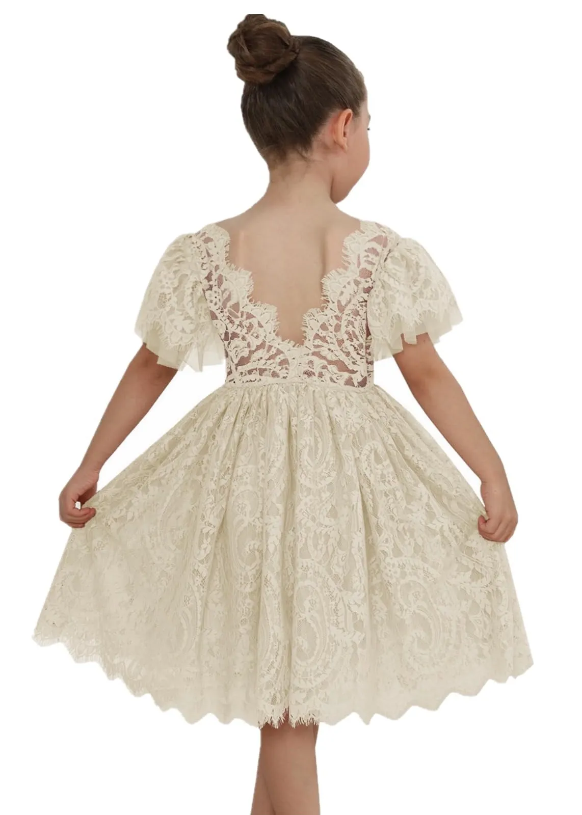 Paisley All Lace Flower Girl Dress in Ivory