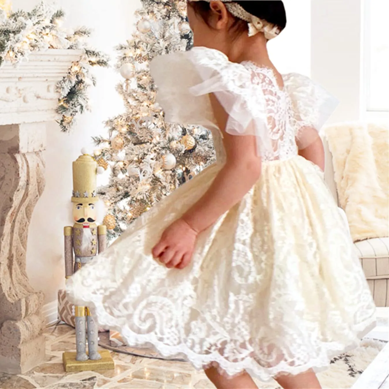Paisley All Lace Flower Girl Dress in Ivory