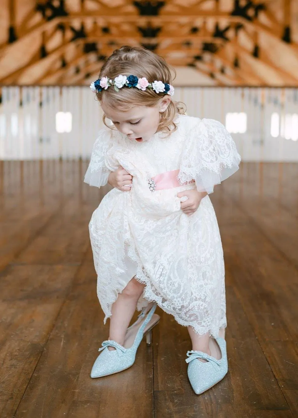 Paisley All Lace Flower Girl Dress in White