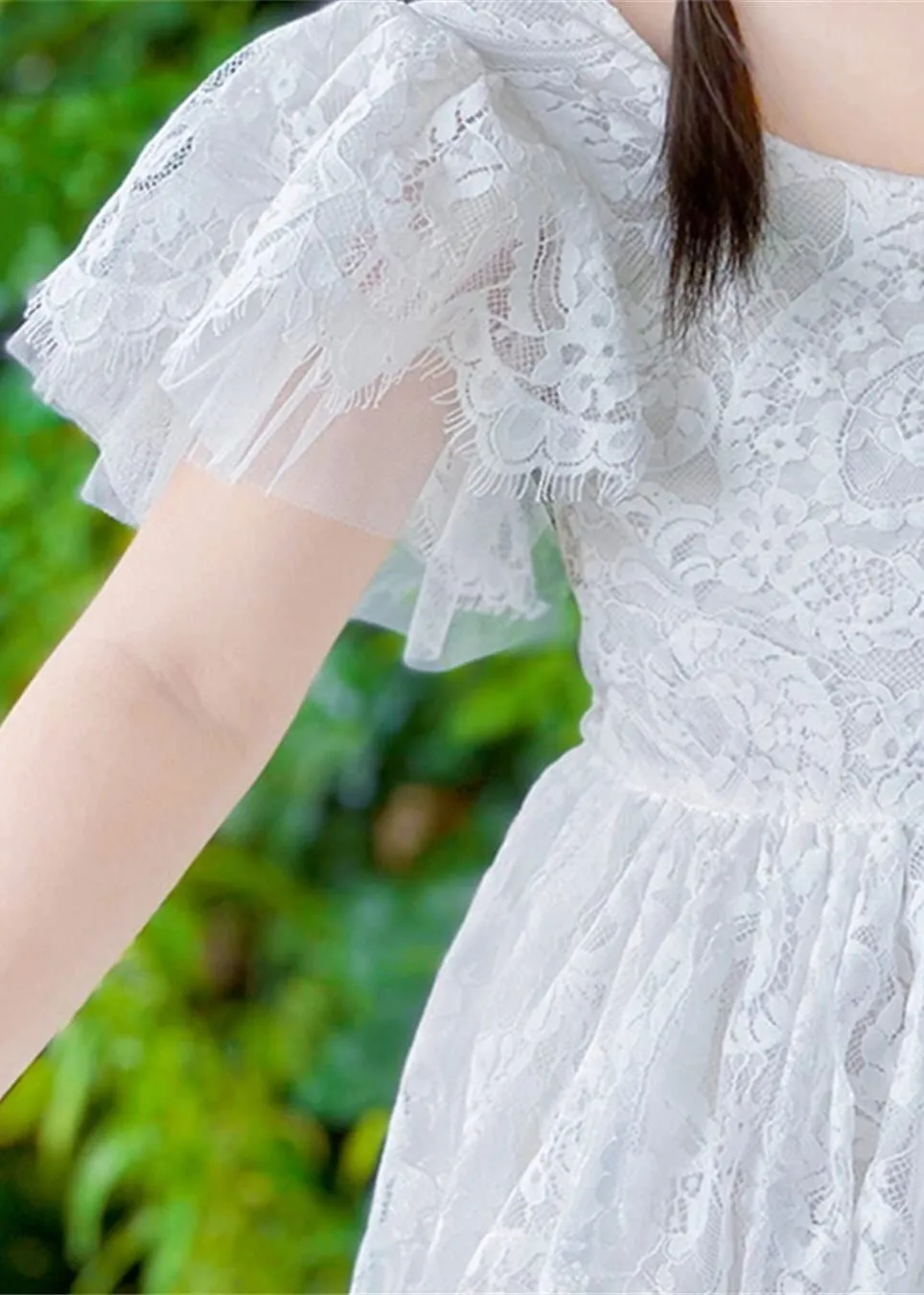 Paisley All Lace Flower Girl Dress in White