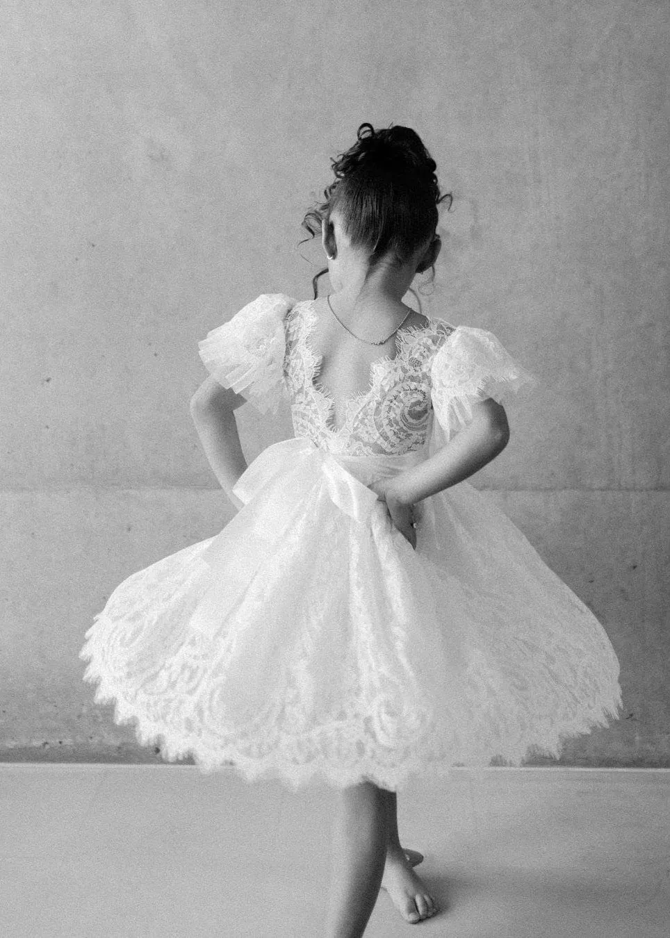 Paisley All Lace Flower Girl Dress in White