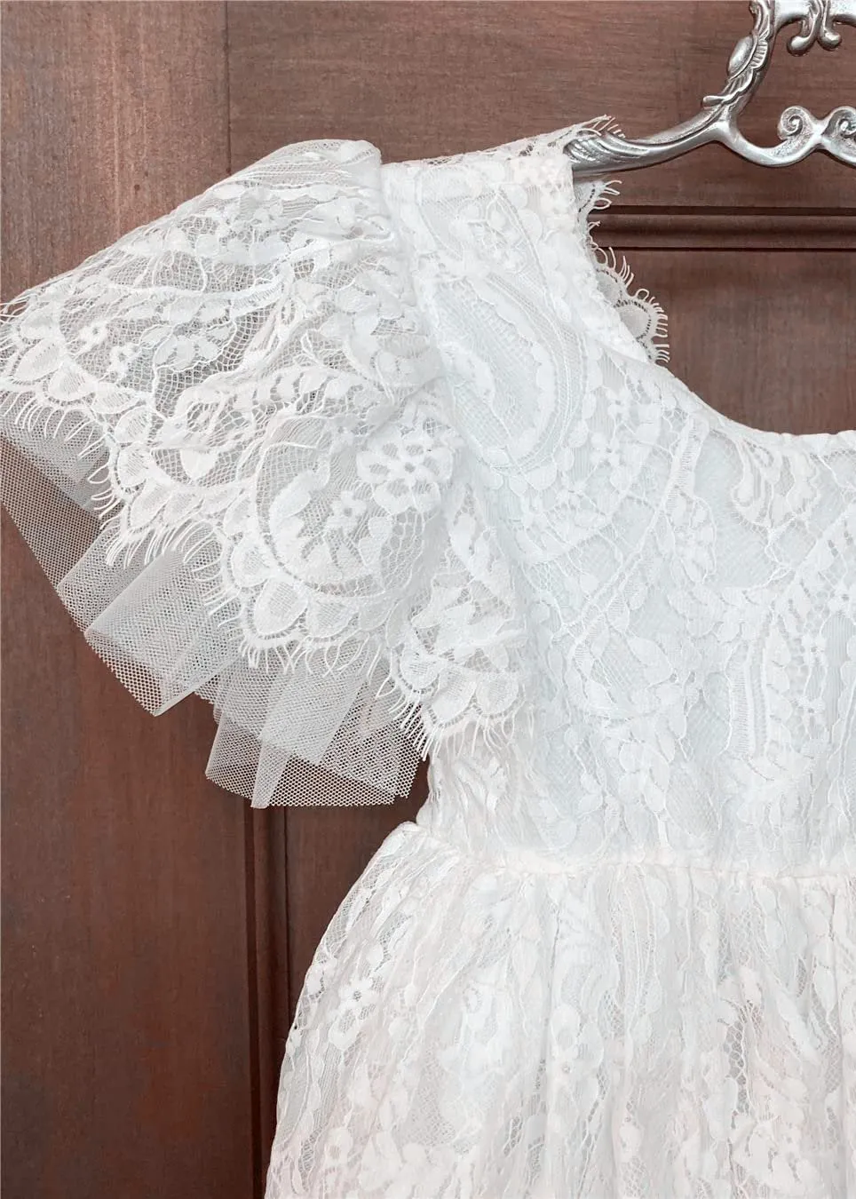 Paisley All Lace Flower Girl Dress in White
