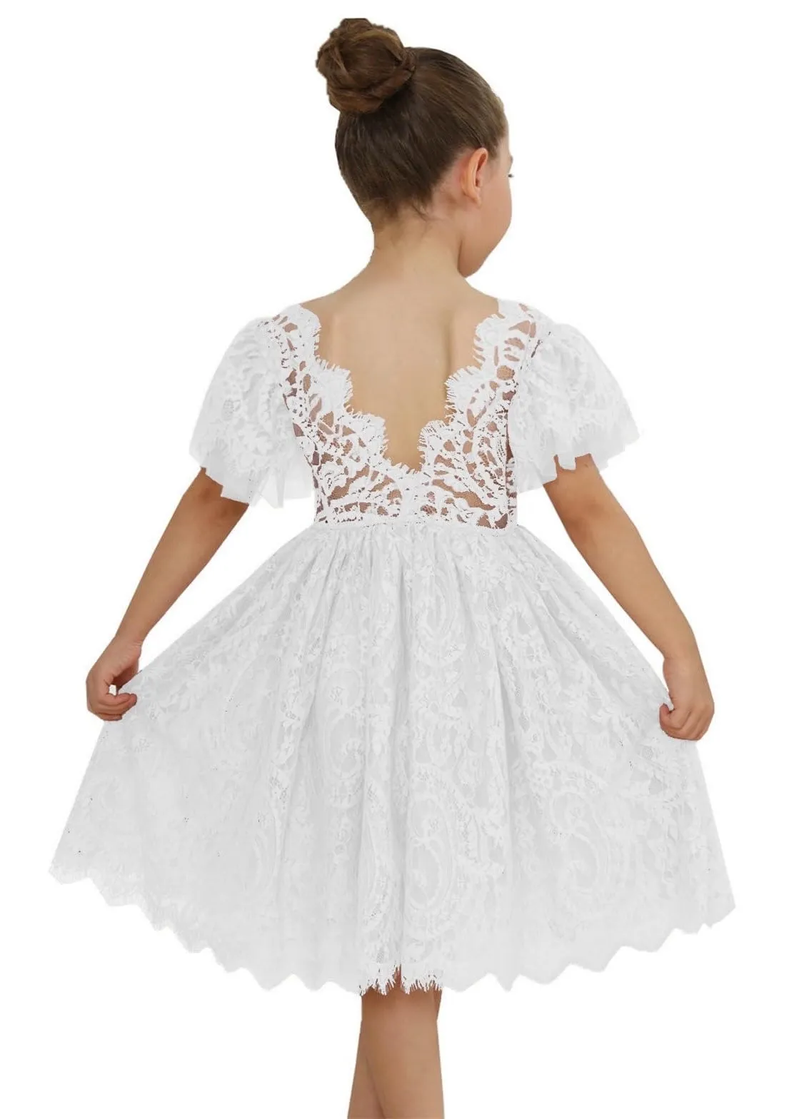 Paisley All Lace Flower Girl Dress in White