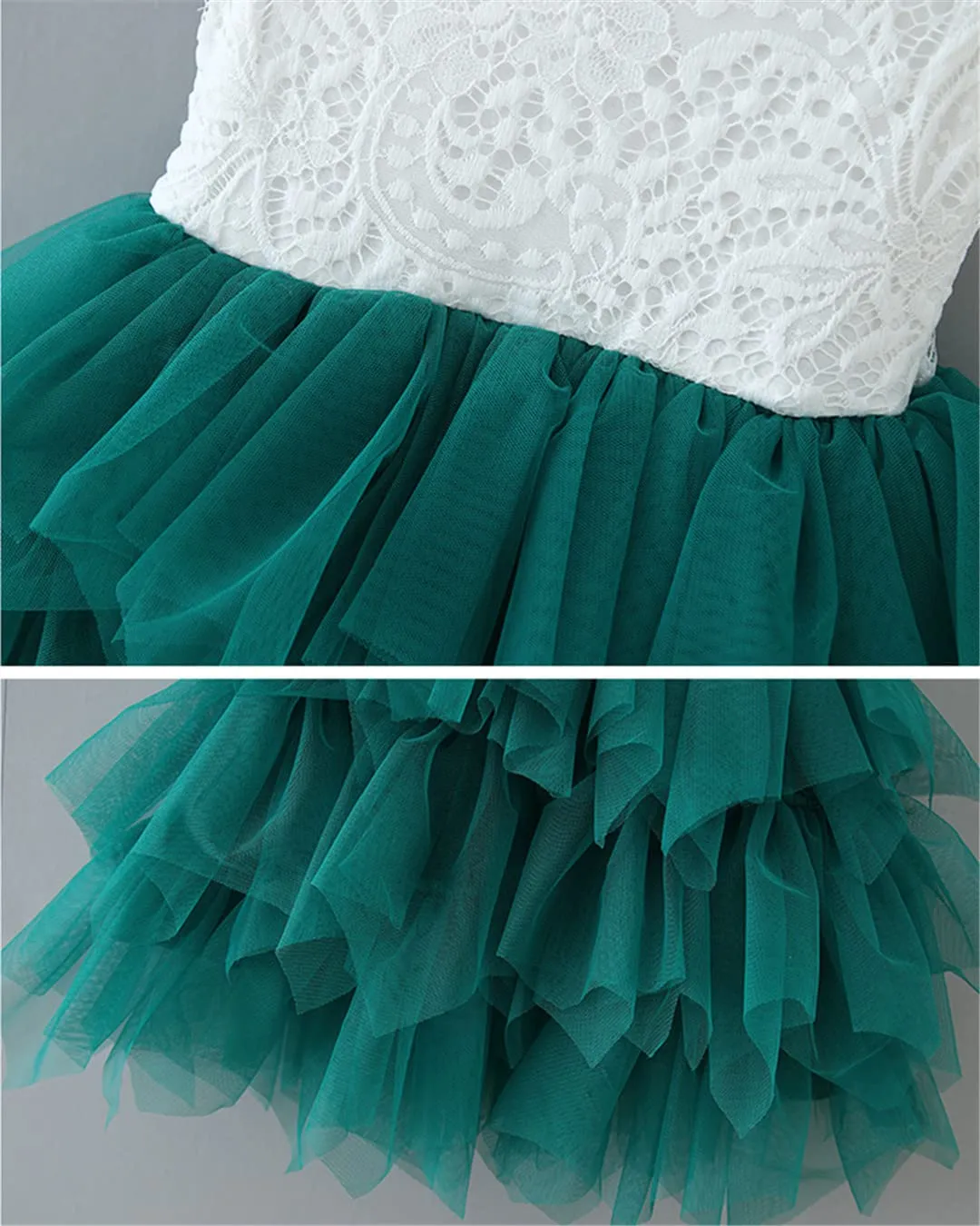 Peony Lace Flower Girl Dress in Green (tiered)